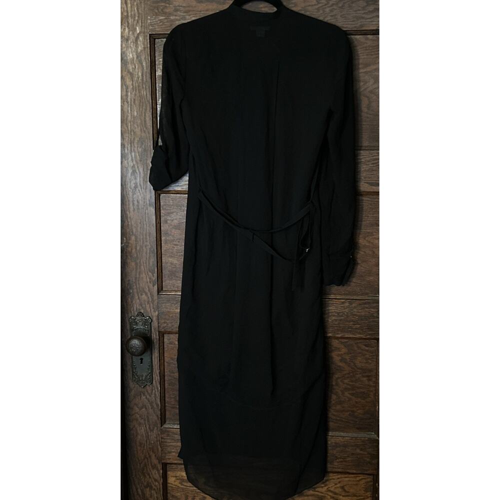 Helmut Lang Black Button Front Roll Tab Sleeve Shirt Dress XS Silk Quiet Luxury - Picture 5 of 11